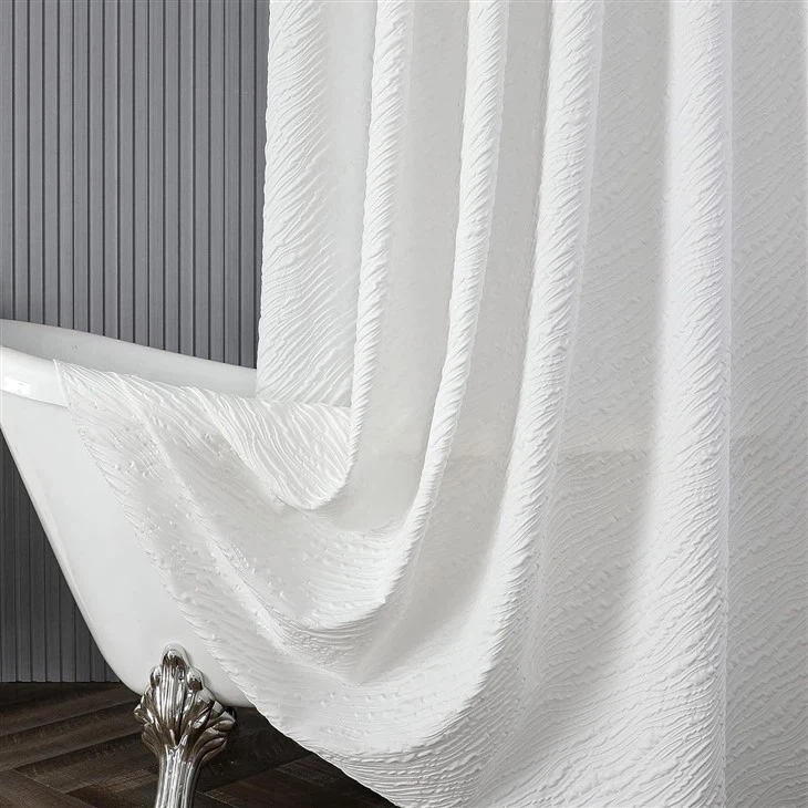 Hot Sale On Amazon 3D White Embossed Shower Curtain New Technology Design Shower Curtains For Bathroom